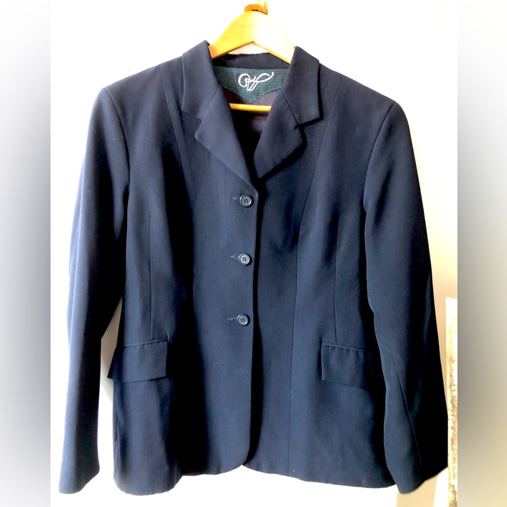 Ladies small English riding habit Van Teal jacket in navy blue